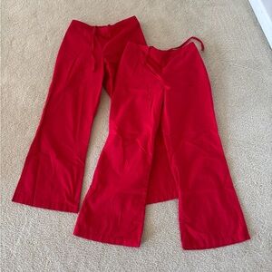 Set of (2) Landau Red Scrub Pants